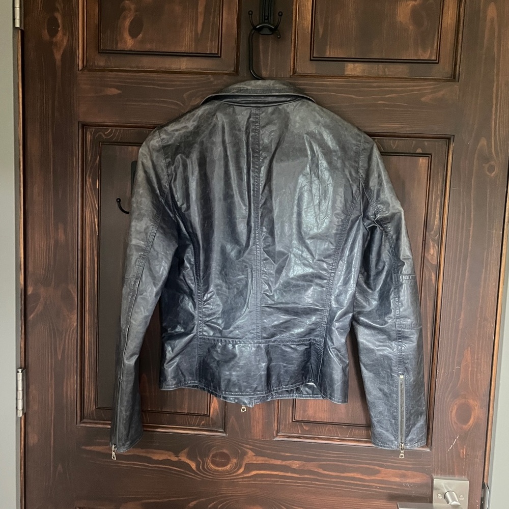 NWOT M0851 Women’s Blue Grey Leather Jacket - Picture 2 of 9